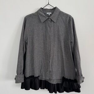 Comme des Garcons style Gray Blazer with Black Pleated Hem